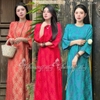 Áo dài cách tân nữ dáng suông gấm thọ dơi không cổ tròn Chaang may sẵn ADC798 áo dài xuông xưa dự tiệc cưới lễ Tết đẹp