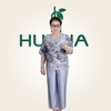Đồ Bộ Lụa Trung Niên 9 Tấc HA60 – Bộ Mặc Nhà Cao Cấp In Hoa Thanh Lịch, Form Rộng Thoải Mái, Quà tặng mẹ, tặng bà | HUY HÀ