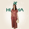 (Mã Lụa 34) - Đồ bộ trung niên HUY HÀ, lụa tơ tằm, áo cổ tròn - quần ống rộng 9t