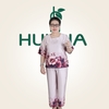 Đồ Bộ Trung Niên Nữ Sang Trọng HA56 - Bộ Lụa 9 Tấc Họa Tiết Hoa Cao Cấp, Quần Ống Đứng Tôn Dáng Cho Mẹ  | HUY HÀ