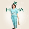 (Mẫu T21) Đồ bộ trung niên Huy Hà  , kiểu dáng : cổ tim , tay ngắn  ,  chất vải gấm