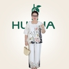 (Mã E236) - Đồ bộ trung niên nữ HUY HÀ , chất vải lụa tơ tằm , áo cổ tròn quần 9 tấc