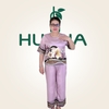 (Mã HD03) - Đồ bộ trung niên Huy Hà : cổ tròn , tay lỡ , quần 9 tất , chất vải gấm