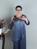 (Mẫu TK16) - Đồ trung niên nữ HUY HÀ, vải lụa tô châu, áo vạt xéo phom dài , quần ống rộng