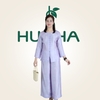 Pháp Phục Khiết Hoa | Đồ Lam Đi Chùa Lụa Nha Xá Nút Tay Dài | Áo Cổ Tròn & Quần Ống Rộng Thanh Lịch LT20 | HUY HÀ