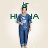 (Mẫu E124) Đồ bộ trung niên ,  bộ lụa vải tơ tằm cao cấp mềm mại , áo cổ tròn tay ngắn , quần 9 tấc