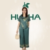 (Mã Lụa 34) - Đồ bộ trung niên HUY HÀ, lụa tơ tằm, áo cổ tròn - quần ống rộng 9t