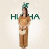 (Mã Lụa 34) - Đồ bộ trung niên HUY HÀ, lụa tơ tằm, áo cổ tròn - quần ống rộng 9t