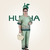 (Mã E6) Đồ bộ trung niên HUY HÀ , chất vải lụa tơ tằm , áo cổ tròn