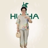 (Mã E250) - Đồ trung niên nữ HUY HÀ, chất vải lụa tơ tằm, áo cổ tròn quần 9 tấc