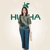 (Mẫu E262) - Đồ trung niên nữ HUY HÀ, chất vải lụa tơ tằm, áo cổ tròn quần 9 tấc