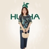 (Mẫu E268) - Đồ trung niên nữ HUY HÀ, chất vải lụa tơ tằm, áo cổ tròn quần 9 tấc