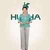 (Mẫu G10) -Đồ bộ trung niên Huy Hà : cổ trụ ,tay lỡ ,áo gấm-quần lụa