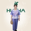 (Mã E84) Đồ bộ trung niên Huy Hà  , bộ lụa chất vải tơ tằm , kiểu dáng : cổ tròn , tay ngắn