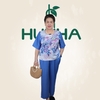 (Mã E84) Đồ bộ trung niên Huy Hà  , bộ lụa chất vải tơ tằm , kiểu dáng : cổ tròn , tay ngắn