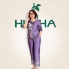 (Mẫu T15) Đồ bộ trung niên Huy Hà  ,  kiểu dáng : cổ tròn , tay lỡ , bộ lụa chất vải tơ tằm