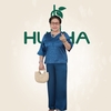 (Mã G01) -Đồ bộ trung niên Huy Hà : cổ trụ , tay lỡ , áo gấm-quần dài lụa