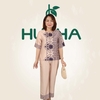 (Mẫu HA20) - Đồ trung niên nữ HUY HÀ, chất vải lụa tơ tằm, áo cổ tròn quần 9 tấc