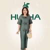 (Mẫu HA20) - Đồ trung niên nữ HUY HÀ, chất vải lụa tơ tằm, áo cổ tròn quần 9 tấc