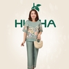 (Mẫu HA24) - Đồ trung niên nữ HUY HÀ, chất vải lụa tơ tằm, áo cổ tròn quần 9 tấc
