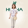 (Mẫu HA26) - Đồ trung niên nữ HUY HÀ, chất vải lụa tơ tằm, áo cổ tròn quần 9 tất