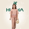 (Mẫu HA36) - Đồ trung niên nữ HUY HÀ, chất vải lụa tơ tằm, áo cổ tròn quần 9 tấc