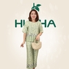 (Mẫu HA36) - Đồ trung niên nữ HUY HÀ, chất vải lụa tơ tằm, áo cổ tròn quần 9 tấc