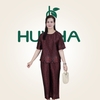(Mẫu HA38) - Đồ trung niên nữ HUY HÀ, chất vải lụa tơ tằm, áo cổ tròn quần 9 tấc