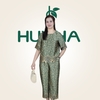 (Mẫu HA38) - Đồ trung niên nữ HUY HÀ, chất vải lụa tơ tằm, áo cổ tròn quần 9 tấc