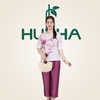 (Mẫu HA48) - Đồ trung niên nữ HUY HÀ, chất vải lụa tơ tằm, áo cổ tròn quần 9 tấc