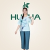 (Mẫu HA48) - Đồ trung niên nữ HUY HÀ, chất vải lụa tơ tằm, áo cổ tròn quần 9 tấc