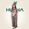 (Mã Lụa 28) Đồ bộ trung niên HUY HÀ , chất vải lụa tơ tằm , áo cổ tròn quần ống rộng