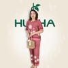 (Mã T25) Đồ bộ trung niên nữ , thương hiệu HUY HÀ  , chất vải lụa tơ tằm  , áo cổ tròn  , quần 9 tấc