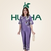 (Mã T36 ) Đồ bộ trung niên Huy Hà : cổ tròn , tay lỡ , quần 9 tất , chất vải tơ tằm