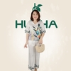 (Mã T42) -  Đồ bộ trung niên Huy Hà : cổ tim , tay lỡ , quần 9 tất , chất vải gấm