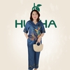 (Mã T42) -  Đồ bộ trung niên Huy Hà : cổ tim , tay lỡ , quần 9 tất , chất vải gấm