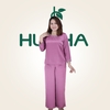 (Mẫu TC30 ) - Đồ bộ trung niên Huy Hà : cổ tròn kết cườm , tay dài , quần dài , vải tô châu