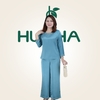 (Mẫu TC30 ) - Đồ bộ trung niên Huy Hà : cổ tròn kết cườm , tay dài , quần dài , vải tô châu