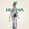 (Mẫu TC40 ) - Đồ bộ trung niên Huy Hà : cổ tròn , tay liền , quần dài , vải tô châu