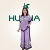 (Mẫu TK19) Đồ bộ lụa trung niên in hoa bản lớn - Dáng suông ống rộng - Tặng mẹ mặc nhà, dạo phố | HUY HÀ