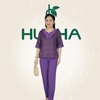 (Mã V14) - Đồ bộ trung niên HUY HÀ , thiết kế áo lụa gấm- quần dài karolan