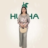(Mẫu V24) - Đồ thiết kế trung niên HUY HÀ - Gấm, quần dài ống suông , tay dài viền