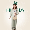 (Mẫu V30) - Đồ thiết kế trung niên HUY HÀ - Lụa - quần dài ống suông , tay dài viền