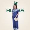 (Mẫu V34 ) - Đồ bộ trung niên Huy Hà : cổ somi , tay liền , quần dài ống rộng