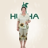 (Mẫu N34) - Đồ bộ Huy Hà ,quần lửng ,áo cổ tròn TN ,chất vải lụa tơ tầm