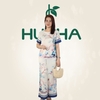 (Mẫu M18) - Đồ trung niên nữ HUY HÀ , lụa tơ tầm - quần dài ống rộng , tay ngắn
