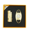 Bộ sét 2 món Cohiba COB-360 gồm Bật Lửa Khò bộ 3 tia kèm đục + Dao cắt các mầu dùng gas cao cấp