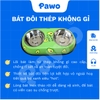Bát ăn đôi thép không gỉ cho chó mèo PAWO