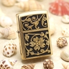 Zippo 20903 – Zippo Gold Floral Flush Emblem Brushed Brass