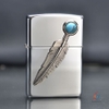 Bật Lửa Zippo Emblem Hình Chiếc Lá Khảm Đá Xanh
